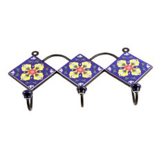 Navy Blue Yellow Leaf Tiles Hook
