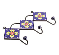 Navy Blue Yellow Leaf Tiles Hook