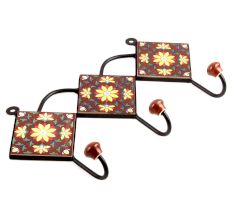 Brown Yellow Flower Tiles Hook
