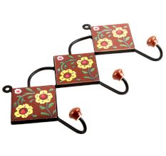 Brown Yellow Flower Tiles Hook