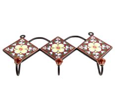 Brown Light Yellow Floral Tiles Hook