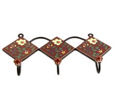 Brown Light Yellow Floral Tiles Hook