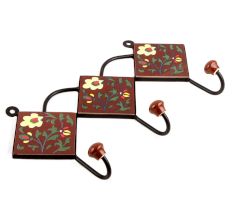 Brown Light Yellow Floral Tiles Hook