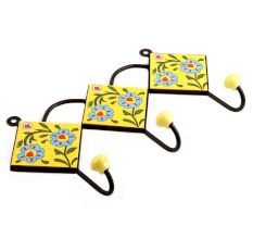 Yellow Turquoise Flower Tiles Hook