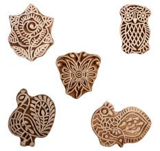 Set of 5 Piece New Mix Wooden Printing Block