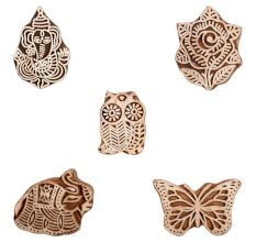 Set of 5 Piece New Mix Wooden Printing Block