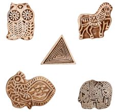 Set of 5 Piece New Mix Wooden Printing Block