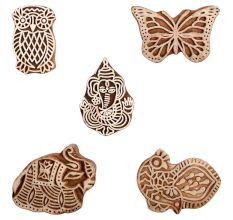 Set of 5 Piece New Mix Wooden Printing Block