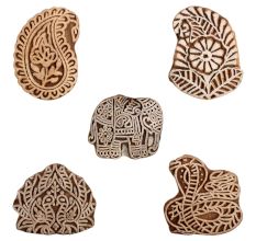 Set of 5 Piece New Mix Wooden Printing Block
