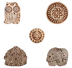 Set of 5 Piece New Mix Wooden Printing Block