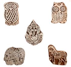 Set of 5 Piece New Mix Wooden Printing Block