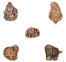 Set of 5 Piece New Mix Wooden Printing Block