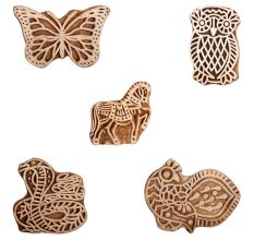 Set of 5 Piece New Mix Wooden Printing Block