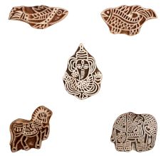Set of 5 Piece New Mix Wooden Printing Block