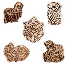 Set of 5 Piece New Mix Wooden Printing Block
