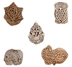 Set of 5 Piece New Mix Wooden Printing Block