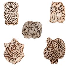 Set of 5 Piece New Mix Wooden Printing Block
