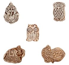 Set of 5 Piece New Mix Wooden Printing Block