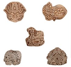 Set of 5 Piece New Mix Wooden Printing Block