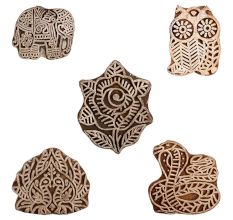 Set of 5 Piece New Mix Wooden Printing Block