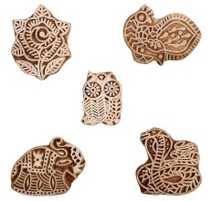 Set of 5 Piece New Mix Wooden Printing Block
