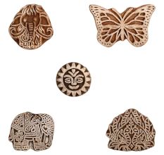 Set of 5 Piece New Mix Wooden Printing Block