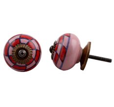 Pink Red Check Knob