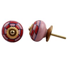 Pink Red Check Knob