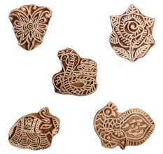 Set of 5 Piece New Mix Wooden Printing Block