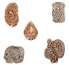 Set of 5 Piece New Mix Wooden Printing Block