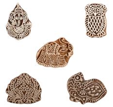 Set of 5 Piece New Mix Wooden Printing Block