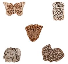 Set of 5 Piece New Mix Wooden Printing Block
