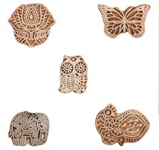 Set of 5 Piece New Mix Wooden Printing Block
