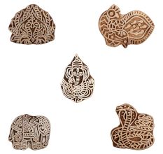 Set of 5 Piece New Mix Wooden Printing Block