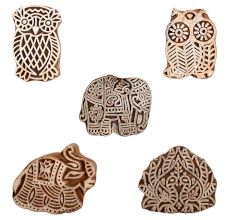 Set of 5 Piece New Mix Wooden Printing Block