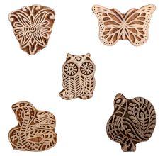 Set of 5 Piece New Mix Wooden Printing Block