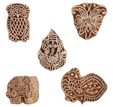Set of 5 Piece New Mix Wooden Printing Block
