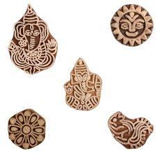 Set of 5 Piece New Mix Wooden Printing Block