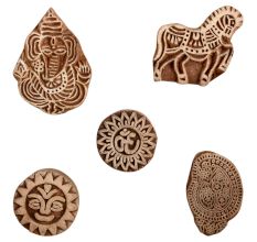 Set of 5 Piece New Mix Wooden Printing Block