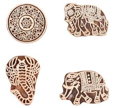 Set of 4 Piece New Mix Wooden Printing Block