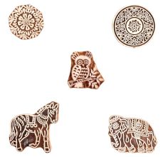 Set of 5 Piece New Mix Wooden Printing Block