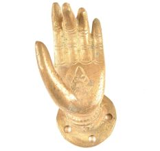 Brass  Buddhas Hand With Engraved Lotus Flower Door Pull