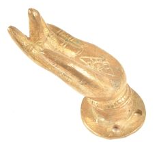 Brass  Buddhas Hand With Engraved Lotus Flower Door Pull