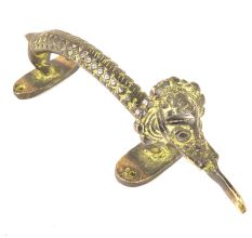 Tribal Elephant Brass Door Handle With Patina