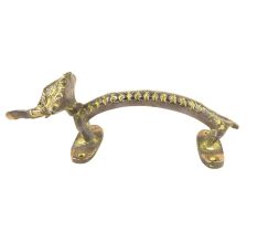 Tribal Elephant Brass Door Handle With Patina