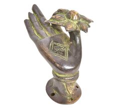 Brass Buddha Door Pull Handle Hand Mudra With Lotus