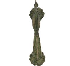 Ornate Brass Pecock Door Handle With Patina