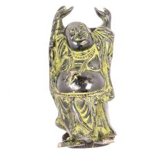 Vintage Brass Green Laughing Buddha Door Handle
