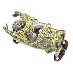 Vintage Brass Green Laughing Buddha Door Handle