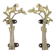 Decorative Green Parrot Brass Door Handle - Set of 2